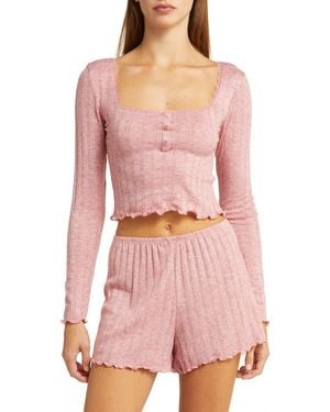 BP. Pointelle Rib Short Pajamas - Pink