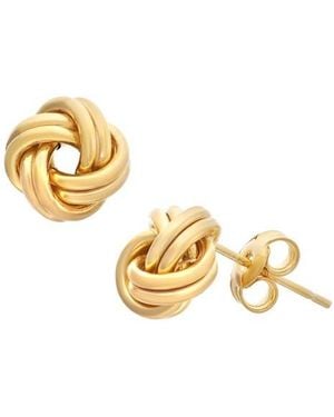 FZN 14K Plate Sterling Love Knot Stud Earrings - Metallic