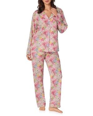 Bedhead Floral Print Long Sleeve Cotton Jersey Pajamas - Red