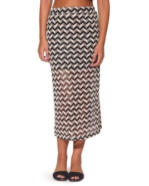 Walter Baker Nelle Open Knit Midi Skirt - Multicolor