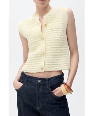 Mango Button-Up Sweater Vest - Natural