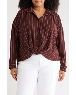 Caslon Texture Front Twist Button-Up Shirt - Red