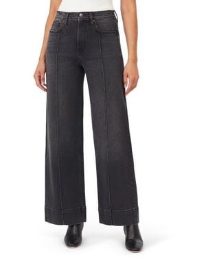Kensie High Waist Pintuck Wide Leg Jeans - Black