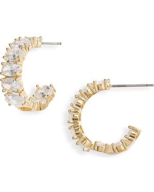 Nordstrom Oval Cubic Zirconia Inside Out Hoop Earrings - Metallic