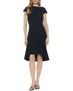 Alexia Admor Renata Cap Sleeve Handkerchief Hem Knit Dress - Black