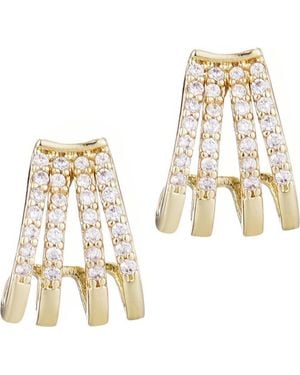 Adornia Cubic Zirconia Multi Row Huggie Hoop Earrings - Natural