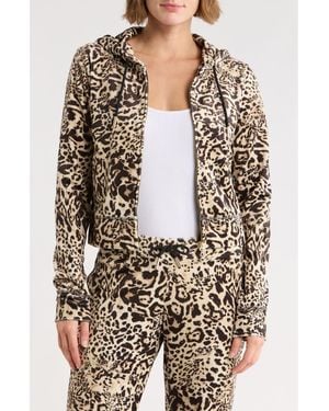 Juicy Couture Leopard Print Zip-Up Hoodie - Black