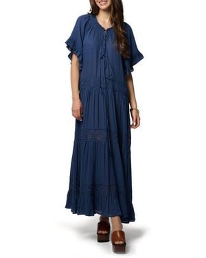 Saachi Knit Trim Maxi Dress - Blue