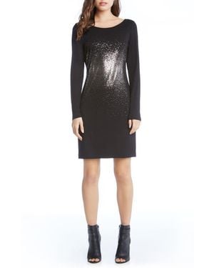 Karen Kane Metallic Ombré Sheath Dress - Black