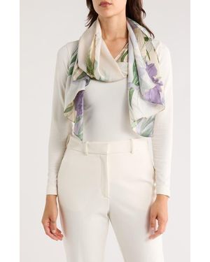 La Fiorentina Floral Print Silk Scarf - Natural