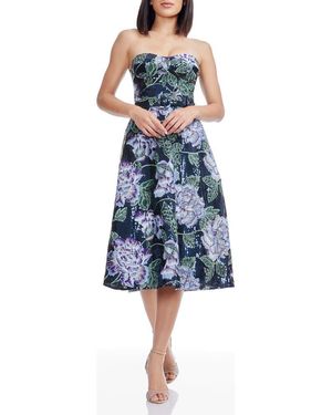 Dress the Population Corset Strapless Midi Dress in Black