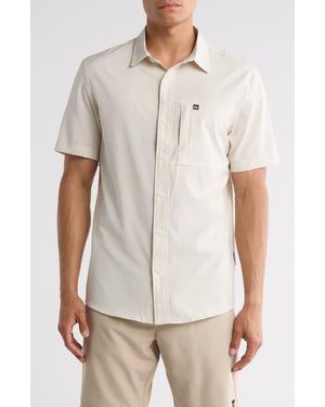 Quiksilver Beckham Short Sleeve Button-Up Shirt - Natural