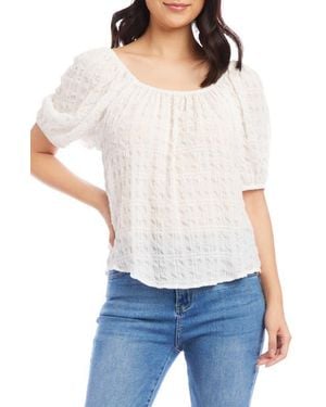 Karen Kane Textured Peasant Top - White