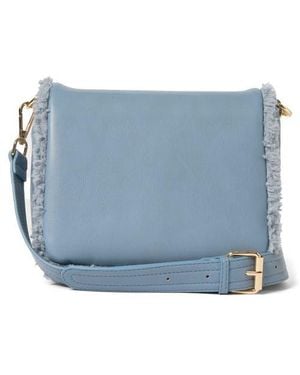 Urban Originals Faux Shearling Flap Crossbody Bag - Blue