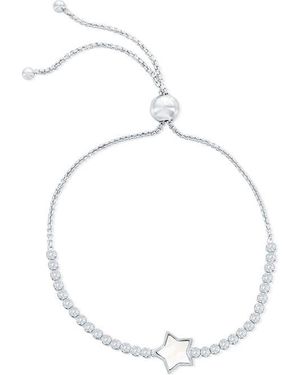 Simona Sterling Mother-Of-Pearl Star Cubic Zirconia Slider Bracelet - White