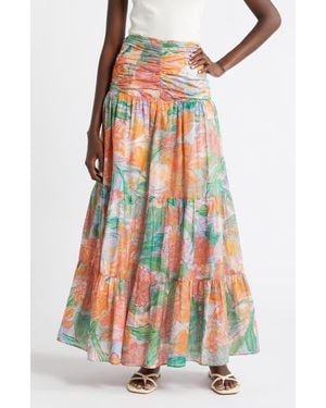 Rails Agatha Floral Tiered Cotton Maxi Skirt - Multicolor