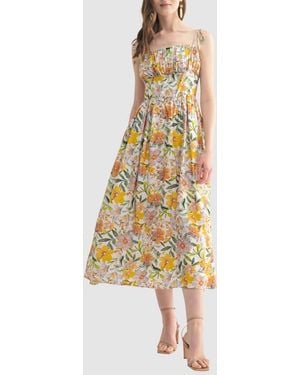 Lush Tie Strap Midi Dress - Yellow