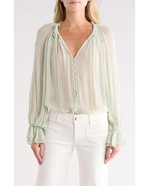 Alice + Olivia Josephine Tie Neck Top - Green