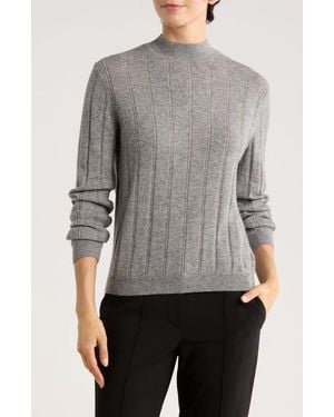 Bruno Magli Wide Rib Wool & Cashmere Sweater - Gray