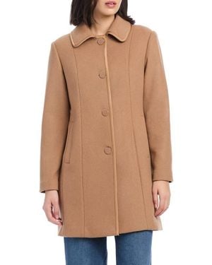 Kate Spade Satin Pipe Trim Wool Blend Coat - Brown