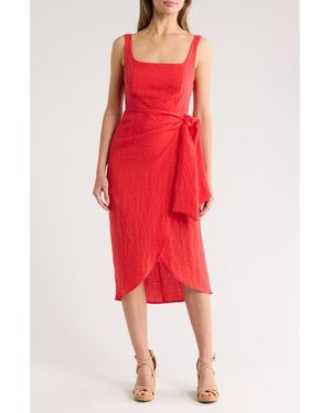 Sam Edelman Wrap Skirt Sleeveless Midi Dress - Red