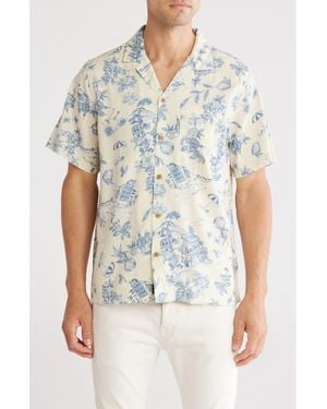 Lucky Brand Slubbed Camp Shirt - Blue