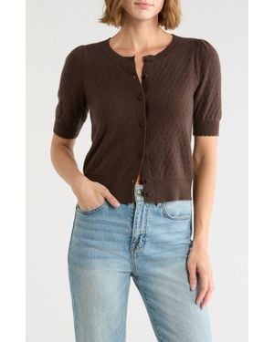 Joie Pointelle Cashmere Cardigan - Brown