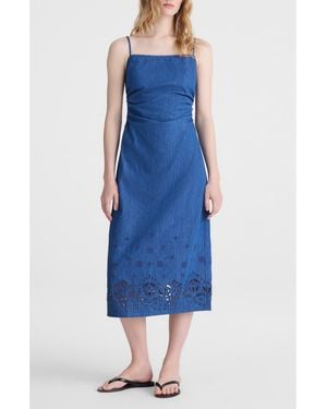 Madewell Juliana Eyelet Denim Midi Dress - Blue