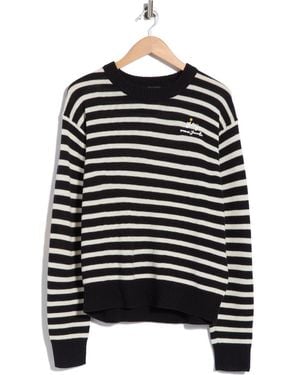 Marc Jacobs Joy Striped Crewneck Sweater - Black