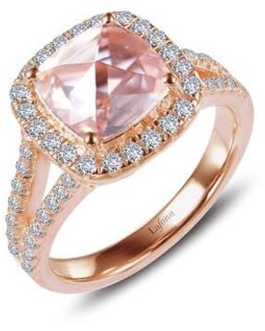 Lafonn Cushion Simulated Morganite & Simulated Diamond Ring - Pink