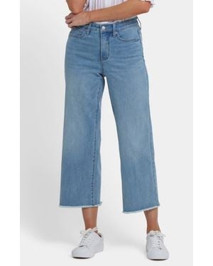 NYDJ Coco Cool Embrace Frayed Crop Wide Leg Jeans - Blue