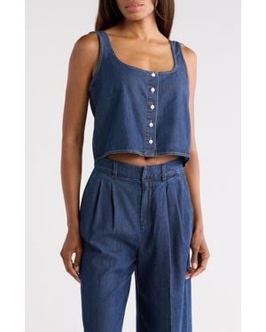 GOOD AMERICAN Denim Button Front Tank - Blue