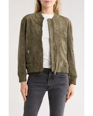 Blank NYC Faux Suede Bomber Jacket - Brown