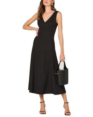 Astr V-Neck Midi Dress - Black