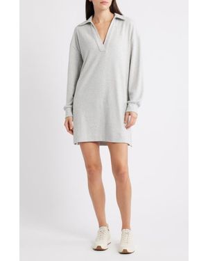 Faherty Legend Hudson Long Sleeve Polo Sweater Dress - Gray