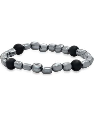 Steeltime Hematite And Lava Bead Stretch Bracelet - Metallic