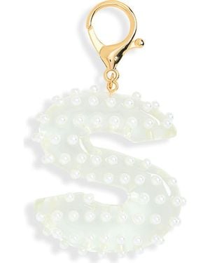 Leith Faux Pearl Initial Bag Charm - White
