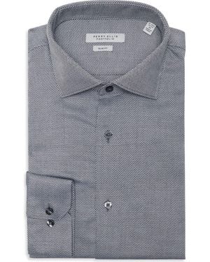 Perry Ellis Slim Fit Diamond Dobby Dress Shirt - Gray