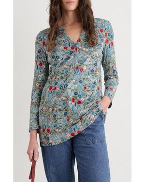 Seasalt Cornwall Moon Window Floral Organic Cotton Tunic - Blue