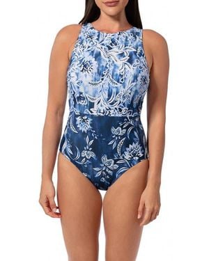 Jantzen Farrah High Neck One-Piece Swimsuit - Blue