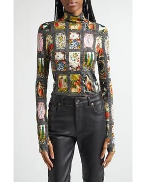 Alice + Olivia Delaina Mock Neck Jersey Top - Multicolor