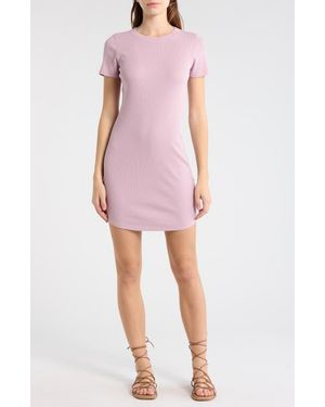Melrose and Market Short Sleeve Crewneck Mini Dress - Pink