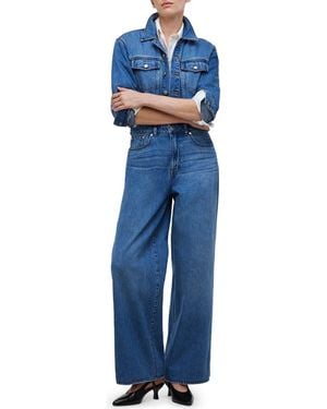 Madewell Long Sleeve Wide Leg Denim Coverall Jumpsuit - Blue