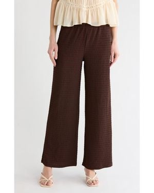 Vigoss Textured Wide Leg Pants - Brown