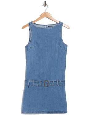 Habitual Belted Denim Minidress - Blue