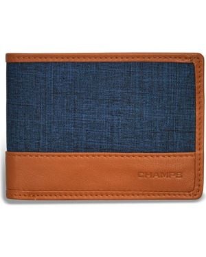 CHAMPS Denim Center Wing Bifold Wallet - Blue