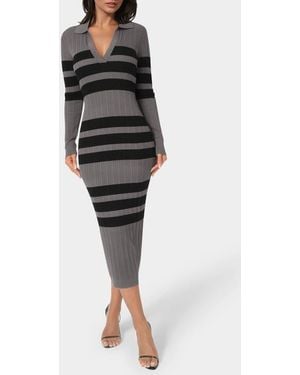 Bebe Collared Long Sleeve Sweater Dress - Black