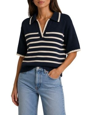 Nanette Lepore Stripe Polo Sweater - Black