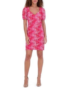 Siena Jewelry Embroidered Lace Puff Sleeve Minidress