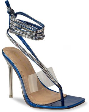 In Touch Footwear Rae Rhinestone Ankle Wrap Sandal - Blue